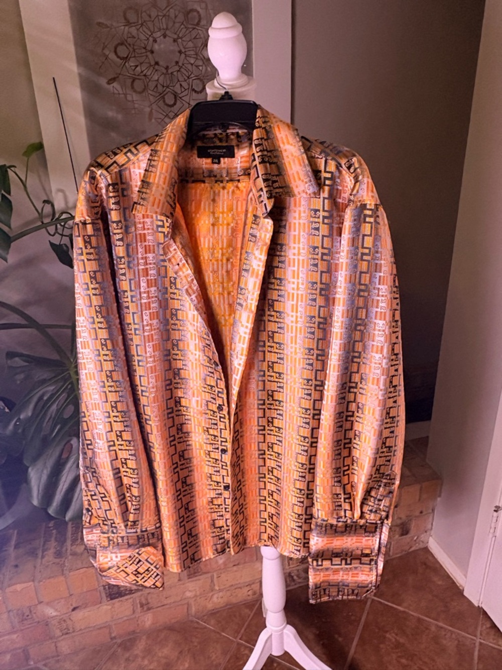 Statement Confidence Paisley Print Shirt - Orange & Black